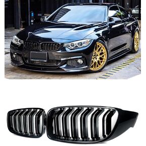 F10 Grill Grill-Dual Slats Front Cleney Grilles متوافقة مع 2010-2017 BMW 5 Series F10 F18 M5 Sedan 520i 528i 535d 535i 550i 520i Gloss Black ABS Bumper Bumper Bumper Bumper Bumper Bumper in Kuwait