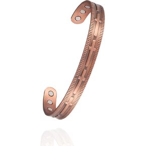 Magnetic Copper Bracelet for Women for Arthritis, Pure Copper Adjustable Bracelets with 3500 Gauss Magnet ((C008SGR)) in Kuwait