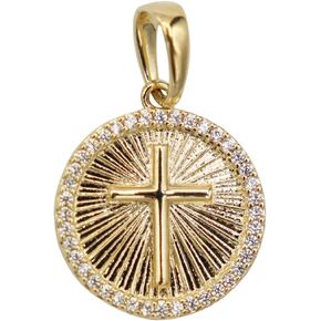 GLD Small Coin Cross Pave Pendant - Gold in Saudi Arabia