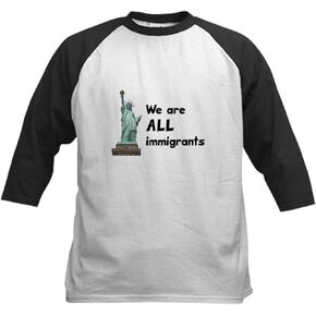 CafePress We're All Immigrants Kids Baseball Jersey Kids Cotton Baseball Jersey, 3/4 Raglan Sleeve Shirt in Saudi Arabia