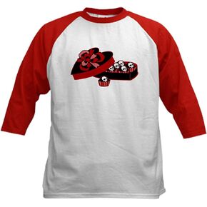 CafePress Skull Valentine Candy Kids Baseball Jersey Kids Cotton Baseball Jersey, 3/4 Raglan Sleeve Shirt in Saudi Arabia