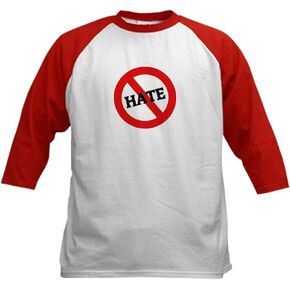 CafePress Anti Hate Kids Baseball Jersey Kids Cotton Baseball Jersey, 3/4 Raglan Sleeve Shirt in Saudi Arabia