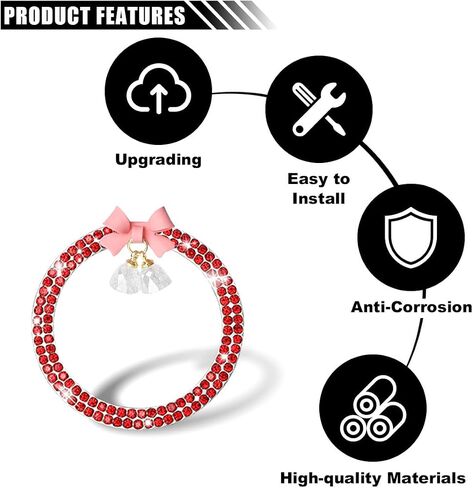 Bling Diamond Car Engine Start Button Button Decoration Ring ، Crystal Rhinestone Push to Start Button Cover Cover Ring with Cute Bow ، Bling Ring Emblem Key Key Starter for Women (Pink) in Saudi Arabia