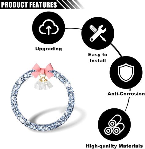 Bling Diamond Car Engine Start Button Button Decoration Ring ، Crystal Rhinestone Push to Start Button Cover Cover Ring with Cute Bow ، Bling Ring Emblem Key Key Starter for Women (Pink) in Saudi Arabia