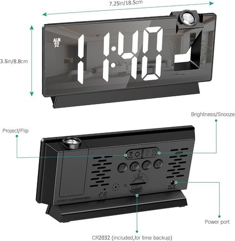 ORIA RGB Digital Alarm Clock, Colorful Digital Clock for Bedroom, 7'' Bedside Clock with Ambient Light, 11 Color Modes, Dual Alarms, Adjustable Brightness, 2 USB Ports, for Home, Office in Saudi Arabia