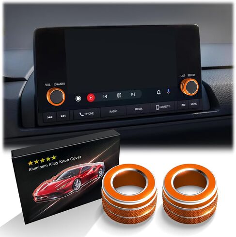 Accessories for Honda Civic 2022-2025 & CRV/HRV/Accord/Acura Ingetra 2023-2025 with 7" inch Screen - 2pcs Audio Volume Aluminum Alloy Knob Cover Trims (Red, for 7-inch Screen) in Kuwait