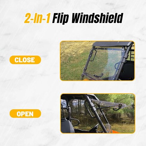 Kuafu 2-in-1 Flip Windshield متوافق مع 2013-2018 Can-Am Maverick/ Maverick Max/ Maverick Turbo Max Fold أسفل الزجاج الأمامي المغلق المفتوح in Saudi Arabia