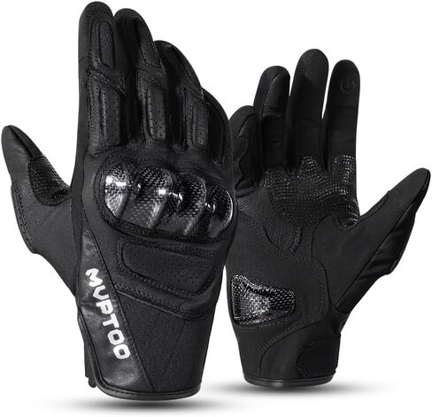 Goatskin Leather Motorcycle Gloves for Men & Women - Touchscreen with Carbon Knuckle & Palm Sliders – Dirt Bike, Motocross & Riding Gloves in Saudi Arabia