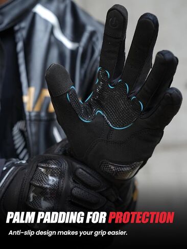 Goatskin Leather Motorcycle Gloves for Men & Women - Touchscreen with Carbon Knuckle & Palm Sliders – Dirt Bike, Motocross & Riding Gloves in Saudi Arabia