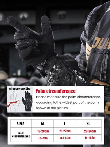 Goatskin Leather Motorcycle Gloves for Men & Women - Touchscreen with Carbon Knuckle & Palm Sliders – Dirt Bike, Motocross & Riding Gloves in Saudi Arabia