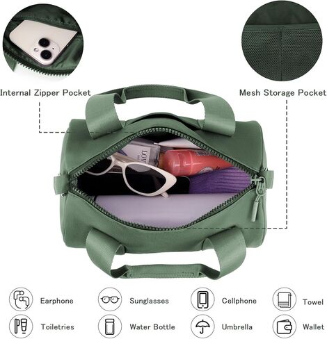 حقيبة صالة ألعاب رياضية صغيرة للنساء لنساء حقيبة من القماش الخشن للسفر مقاطع ماء ، حقائب كروس مرن ، مرنة ، محفظة برميل للرياضة اللياقة البدنية لليوغا لطيف الوزن in Kuwait