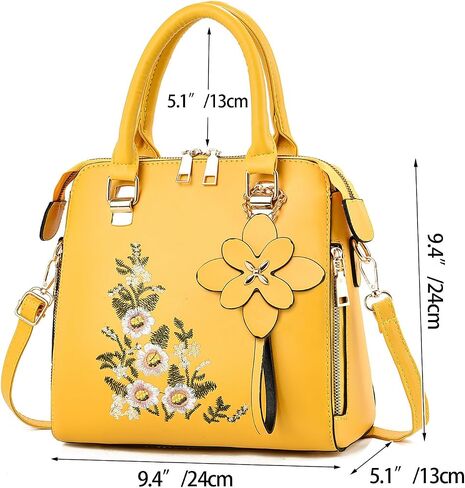 Women Embroidered Satchel Top Handle Purses and Handbag Lightweight Totes Crossbody Shoulderbag for Lady in Saudi Arabia