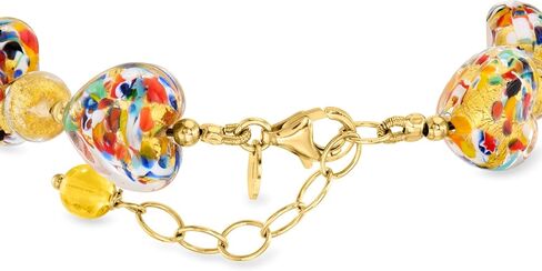 Ross-Simons Italian Multicolored Murano Glass Heart-Shaped Bead Bracelet With 18kt Gold Over Sterling. 7 inches in Saudi Arabia