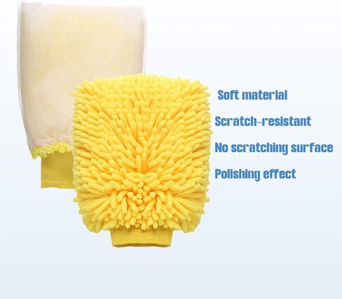 HARFINGTON 5pcs Chenille Microfiber Car Wash Mitts 9" x 5.5" Scratch Free Wash Gloves Absorbent Double Sided Plush Cleaning Drying Mitts for Car Washing Home Clean 5 Colors Mitts in Saudi Arabia
