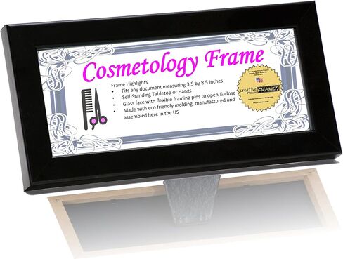 Creative Picture Frames 3.5X8.5Bk Cosmetology Self Standing Black License Frame Holds 3.5 By 8.5 Inch Media With Easel Back And Wall Hanger in Saudi Arabia