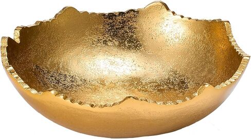 Decorative Gold Moon Decorative Metal Torn Hammered Asymmetrical Centerpiece Bowl with Pointed Edges, 10.2in Catch All, Golden Stainless Steel Metal & Brass, Accent Basket Fruit, Potpourri, Jewelry in Saudi Arabia