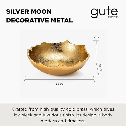Decorative Gold Moon Decorative Metal Torn Hammered Asymmetrical Centerpiece Bowl with Pointed Edges, 10.2in Catch All, Golden Stainless Steel Metal & Brass, Accent Basket Fruit, Potpourri, Jewelry in Saudi Arabia