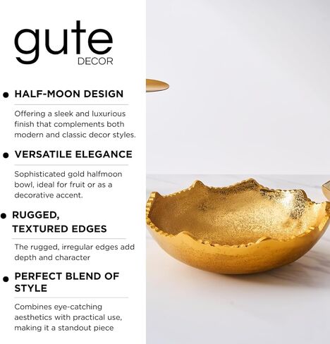 Decorative Gold Moon Decorative Metal Torn Hammered Asymmetrical Centerpiece Bowl with Pointed Edges, 10.2in Catch All, Golden Stainless Steel Metal & Brass, Accent Basket Fruit, Potpourri, Jewelry in Saudi Arabia