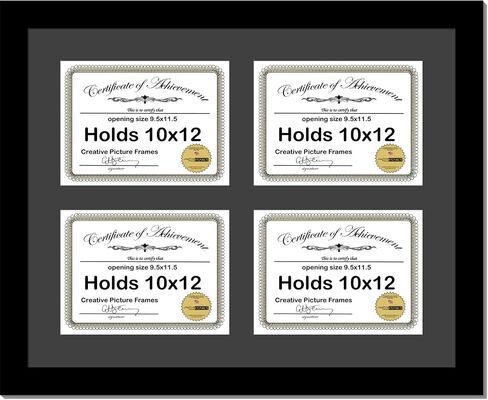 Creative Picture Frames 8511-20X24Bk-B Black Horizontal 8.5X11 Diploma Frame With 4 Opening Black Mat, Holds 4 8.5X11 Inch Documents With Wall Hanger in Saudi Arabia