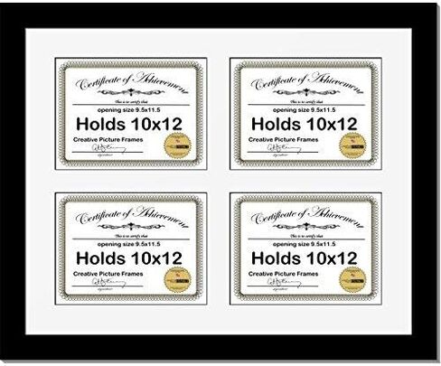 Creative Picture Frames 8511-20X24Bk-B Black Horizontal 8.5X11 Diploma Frame With 4 Opening Black Mat, Holds 4 8.5X11 Inch Documents With Wall Hanger in Saudi Arabia