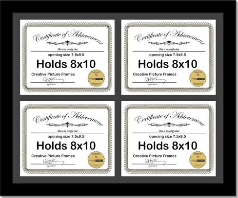 Creative Picture Frames 8511-20X24Bk-B Black Horizontal 8.5X11 Diploma Frame With 4 Opening Black Mat, Holds 4 8.5X11 Inch Documents With Wall Hanger in Saudi Arabia