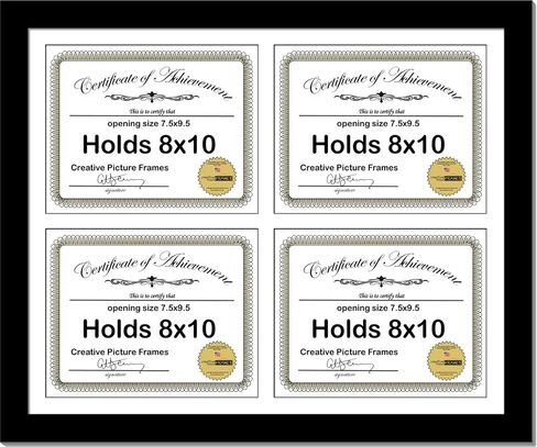 Creative Picture Frames 8511-20X24Bk-B Black Horizontal 8.5X11 Diploma Frame With 4 Opening Black Mat, Holds 4 8.5X11 Inch Documents With Wall Hanger in Saudi Arabia