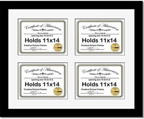 Creative Picture Frames 8511-20X24Bk-B Black Horizontal 8.5X11 Diploma Frame With 4 Opening Black Mat, Holds 4 8.5X11 Inch Documents With Wall Hanger in Saudi Arabia