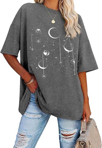 Oversized Tshirts for Women Flower Graphic Tees Short Sleeve Shirts 2025 Summer Casual Loose Fit Beach Tops in Saudi Arabia