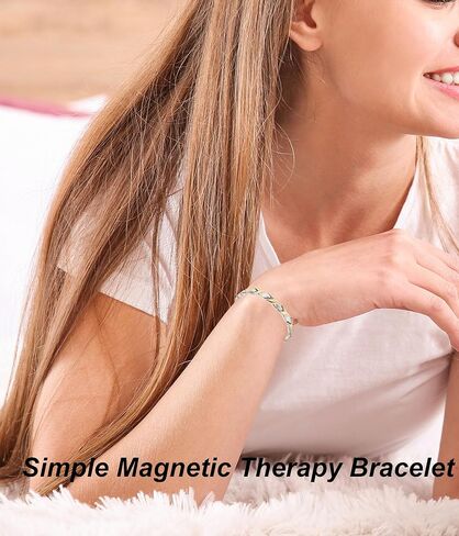 Magnetic Bracelet for Women for Arthritis, Stainless Steel Bracelets with 3500 Gauss Magnet, Jewelry with Adjustable Tools (B(Silver to Gold)) in Kuwait