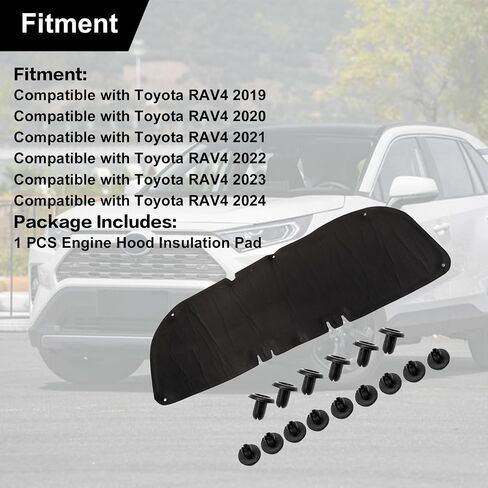 Car Heat Sound Insulation Cotton Front Hood Engine Compatible with Toyota RAV4 2019 2020 2021 2022 2023 2024 in Saudi Arabia