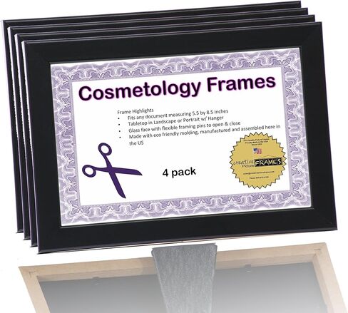 Creative Picture Frames 3.5X8.5Bk Cosmetology Self Standing Black License Frame Holds 3.5 By 8.5 Inch Media With Easel Back And Wall Hanger in Saudi Arabia
