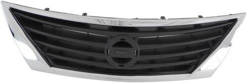 CarPartsDepot Grille Compatible With Nissan Versa 2007-2009 Sedan Hatchback Front Dark Gray Grill Assembly And Insert With Chrome Moulding in Saudi Arabia