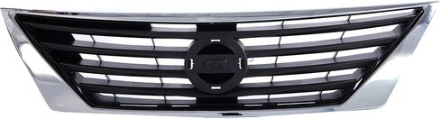 CarPartsDepot Grille Compatible With Nissan Versa 2007-2009 Sedan Hatchback Front Dark Gray Grill Assembly And Insert With Chrome Moulding in Saudi Arabia