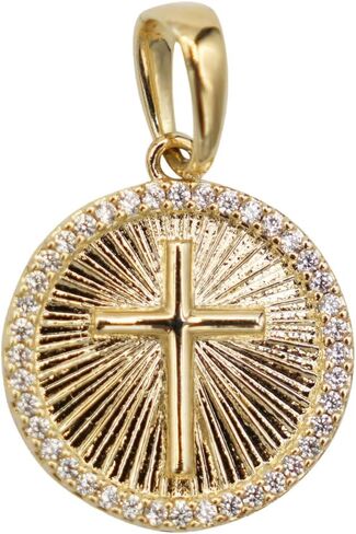 GLD Small Coin Cross Pave Prendant - Gold in Kuwait