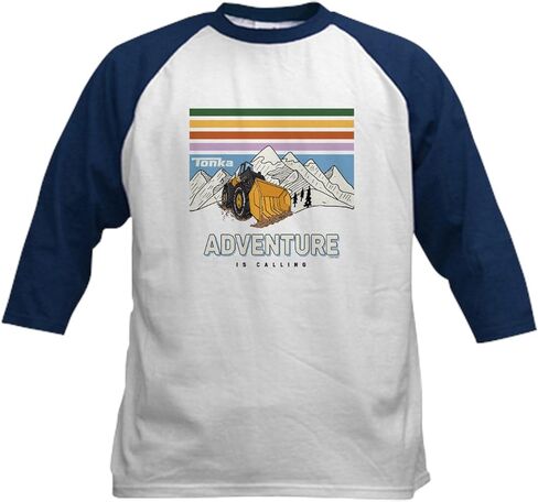 Cafepress Tonka Adventure يطلق على جيرلدوزر كيدز بيسبول تي شيرت كيدز كوتون بيسبول جيرسي ، 3/4 قميص راجلان. in Saudi Arabia