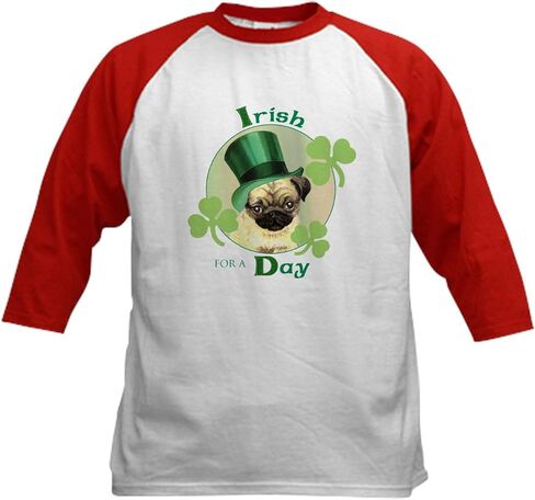 CafePress St. Patrick Pug Kids Baseball Jersey Kids Cotton Baseball Jersey, 3/4 Raglan Sleeve Shirt in Saudi Arabia