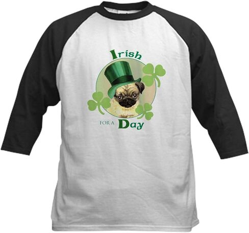CafePress St. Patrick Pug Kids Baseball Jersey Kids Cotton Baseball Jersey, 3/4 Raglan Sleeve Shirt in Saudi Arabia
