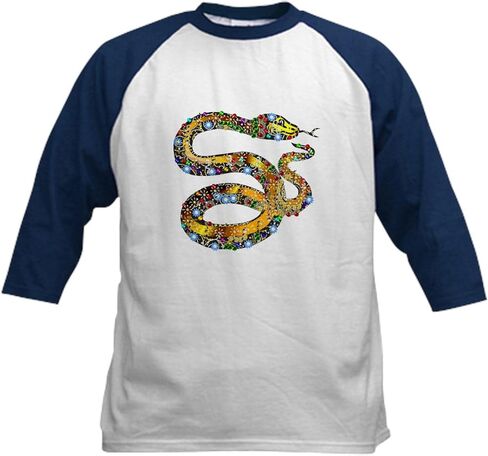 CafePress Jewel Look Snake Kids Baseball Tee Kids Cotton Baseball Jersey, 3/4 Raglan Sleeve Shirt in Saudi Arabia