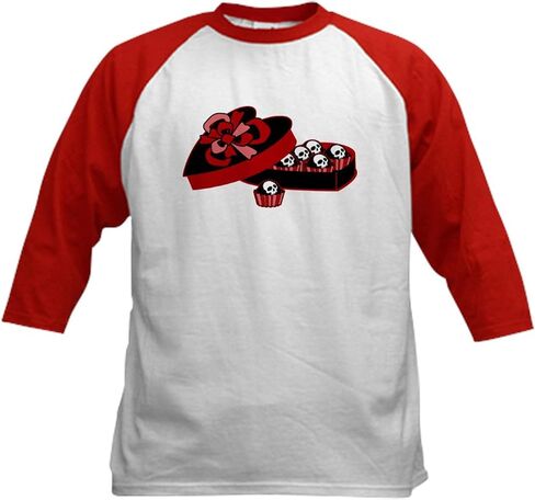 Cafepress Skull Valentine Candy Kids Baseball Jersey Kids Cotton Baseball Jersey ، 3/4 Raglan Sleeve Shirt in Saudi Arabia