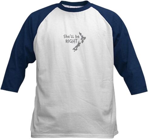 CafePress Shell Be Right with Kiwi New Zealand Map Baseball Kids Cotton Baseball Jersey, 3/4 Raglan Sleeve Shirt in Saudi Arabia