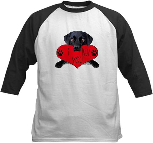 Cafepress Black Lab Valentine Kids Baseball Jersey Kids Cotton Baseball Jersey ، 3/4 Raglan Sleeve Shirt in Saudi Arabia