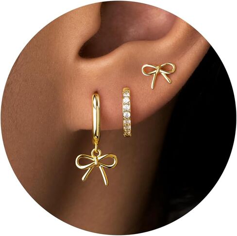 Gelbesty 3 Pairs Gold Dangle Earrings Set for Women Dainty Seashell Starfish Cross Stud Hoop Earrings for Multiple Piercing Cartilage 14K Plated Womens Summer Jewelry Gifts in Kuwait