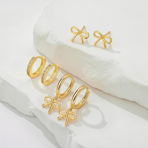 Gelbesty 3 Pairs Gold Dangle Earrings Set for Women Dainty Seashell Starfish Cross Stud Hoop Earrings for Multiple Piercing Cartilage 14K Plated Womens Summer Jewelry Gifts in Kuwait
