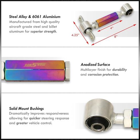 موزعي AJP NEO Chrome 2 قطعة خلفية قابلة للتعديل مجموعة CAMBER CONTROL ARMS متوافقة/استبدال CIDIC CRX DEL SOL Integra 1988 1989 1990 1991 1992 1993 1994 1995 1997 1998 1999 2000 2001 in Kuwait