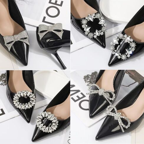 14 Pcs Rhinestone Bow Shoe Clips Shoe Buckle Classic Decorative Bow Clips For Shoes Elegant Removable Shoe Charms For Women Shoes Accessories For Women Clip On Wedding Shoe Jewelry Embellishments in Saudi Arabia