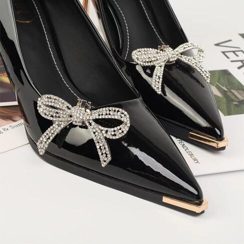 14 Pcs Rhinestone Bow Shoe Clips Shoe Buckle Classic Decorative Bow Clips For Shoes Elegant Removable Shoe Charms For Women Shoes Accessories For Women Clip On Wedding Shoe Jewelry Embellishments in Saudi Arabia
