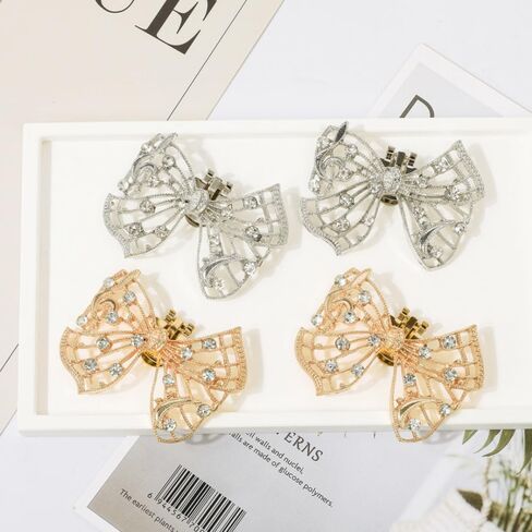 14 PCS Rhinestone Bow Shoe Clips Shoe Buckle Classic Decorative Bow Clips للأحذية سحر أحذية قابلة للإزالة أنيقة للنساء ملحقات الأحذية للنساء مقطع على زفاف حذاء المجوهرات. in Kuwait
