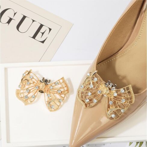 14 PCS Rhinestone Bow Shoe Clips Shoe Buckle Classic Decorative Bow Clips للأحذية سحر أحذية قابلة للإزالة أنيقة للنساء ملحقات الأحذية للنساء مقطع على زفاف حذاء المجوهرات. in Kuwait