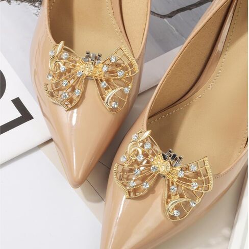 14 PCS Rhinestone Bow Shoe Clips Shoe Buckle Classic Decorative Bow Clips للأحذية سحر أحذية قابلة للإزالة أنيقة للنساء ملحقات الأحذية للنساء مقطع على زفاف حذاء المجوهرات. in Kuwait