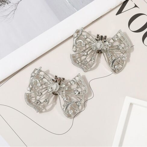 14 PCS Rhinestone Bow Shoe Clips Shoe Buckle Classic Decorative Bow Clips للأحذية سحر أحذية قابلة للإزالة أنيقة للنساء ملحقات الأحذية للنساء مقطع على زفاف حذاء المجوهرات. in Kuwait